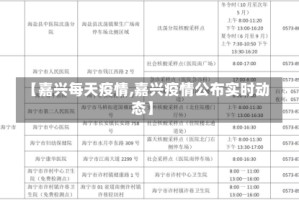 【嘉兴每天疫情,嘉兴疫情公布实时动态】